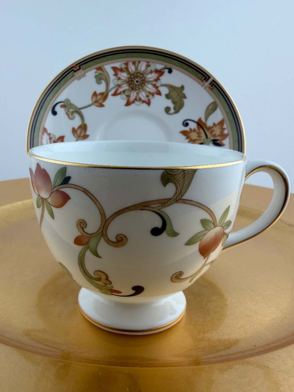 Wedgewood Oberon Footed Teacup Bone China w/22-Karat Gold - VTG Tea Cup Set